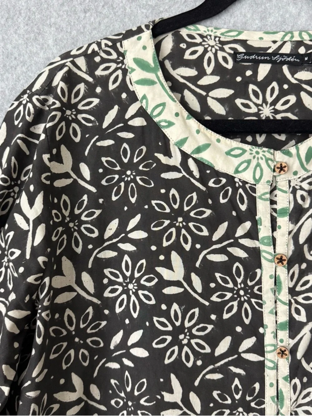 Gudrun Sjoden Dress Size Medium Oversized Floral Button Front Lagenlook Kaftan - Picture 4 of 16